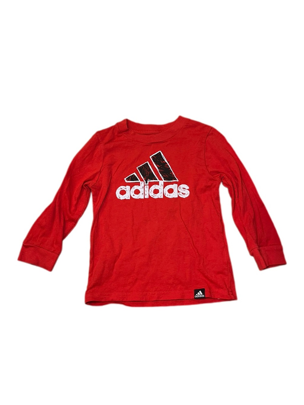 Adidas 18m Red Long Sleeve Logo Tee Shirt